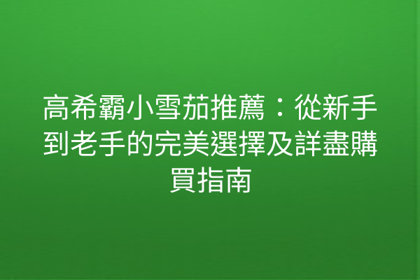 高希霸小雪茄推薦：從新手到老手的完美選擇及詳盡購買指南