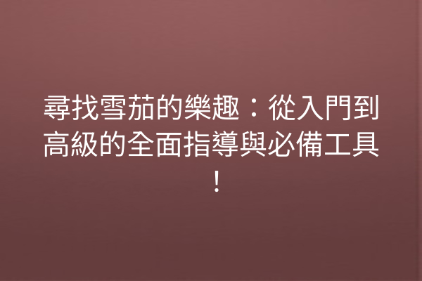 尋找雪茄的樂趣:從入門到高級的全面指導與必備工具!